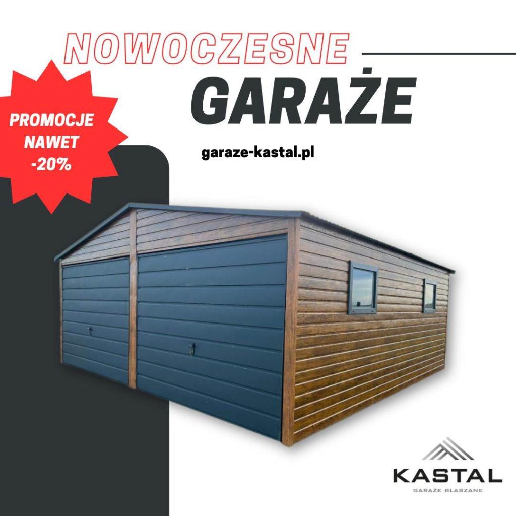 Garaże blaszane drewnopodobne, antracytowe  